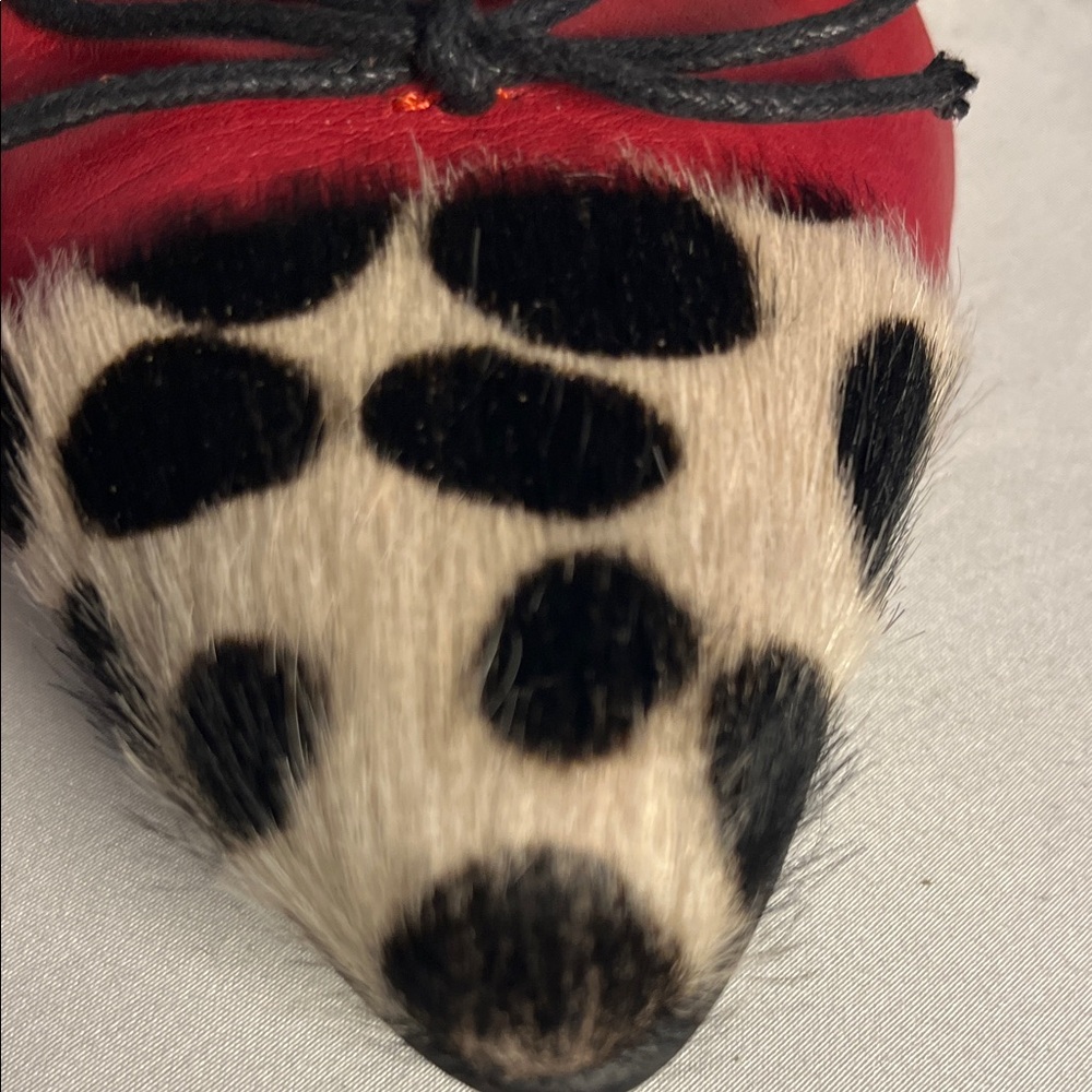 Statement Italian Red and Black Women's  shoes horse hair polka dot toes size 39 - Picture 9 of 9